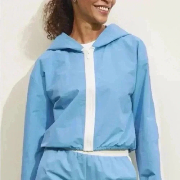 NWT Prince Pickleball Women's Woven Zip-Front Hooded Jacket - Light Blue - Picture 2 of 2